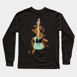 T-Style Electric Guitar Maple Surf Green Color Long Sleeve T-Shirt